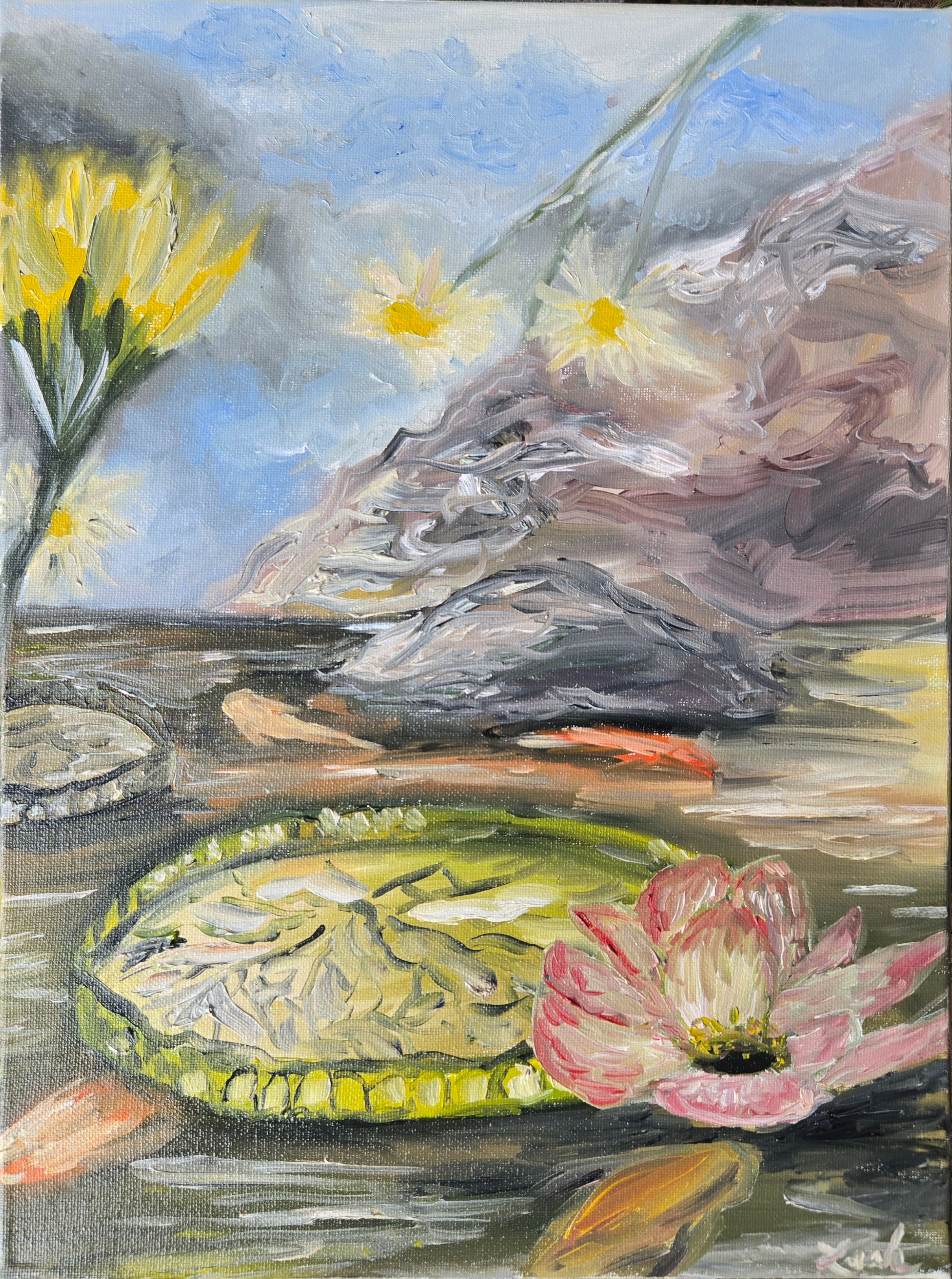 Lotus Pond Reverie Original Oil Painting — SOLD