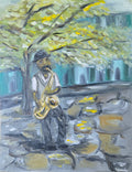 Street Saxophonist Oil on Canvas