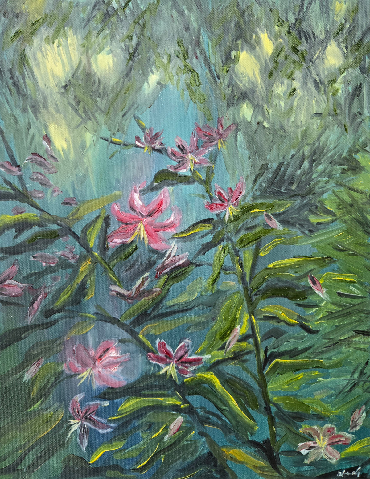 Where the Light Lands in the Garden Original Oil Painting