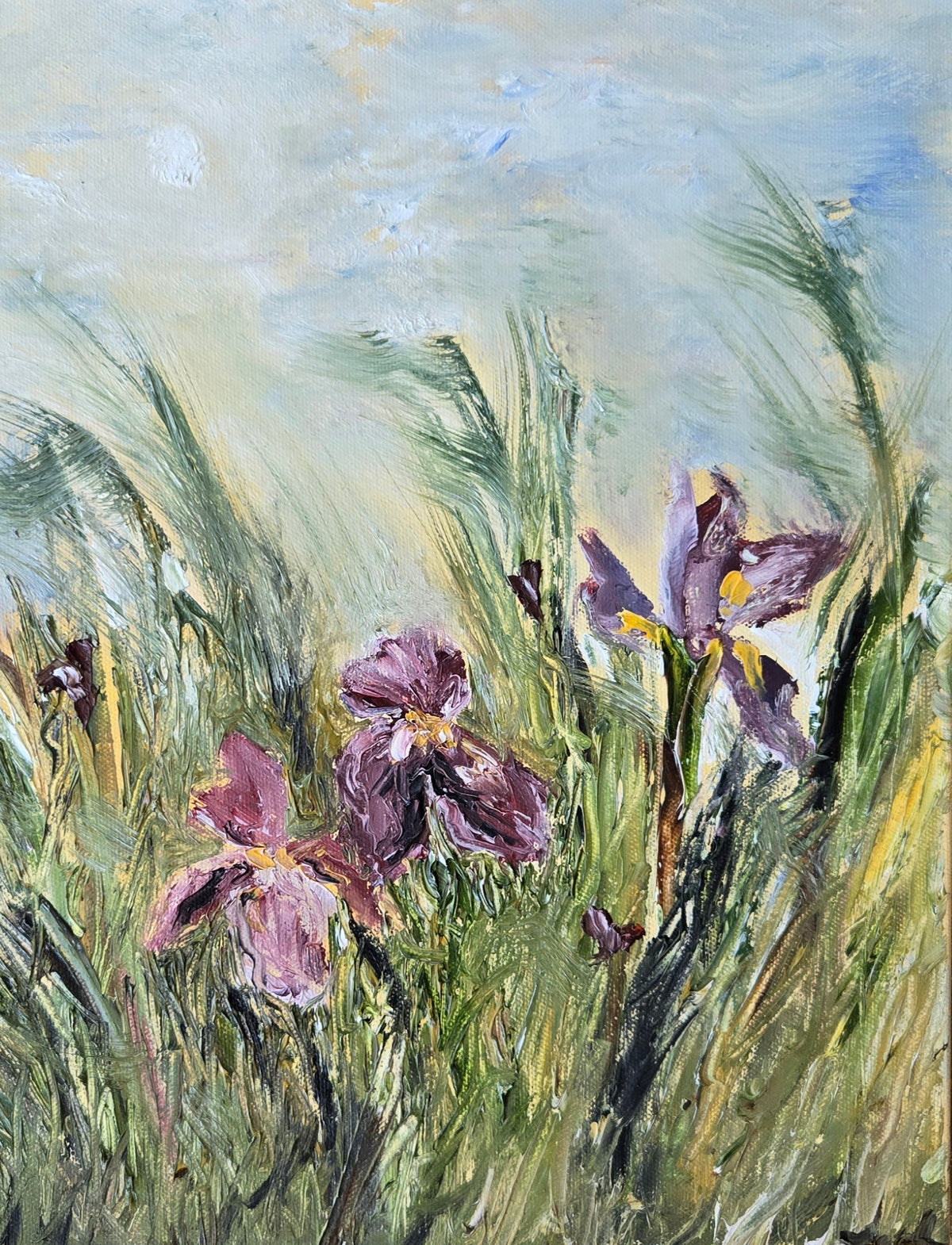 Whispering Irises Original Oil Painting