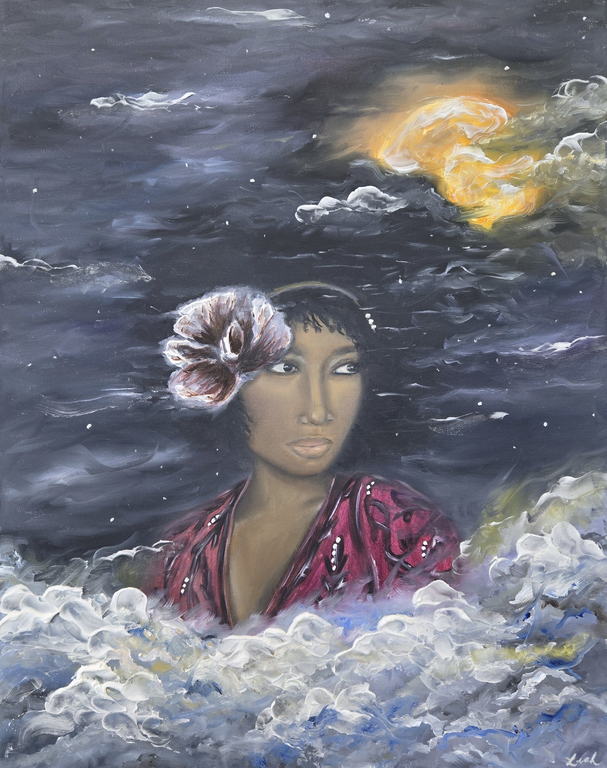 Moonlit Nights Original Oil & Modeling Paste on Canvas