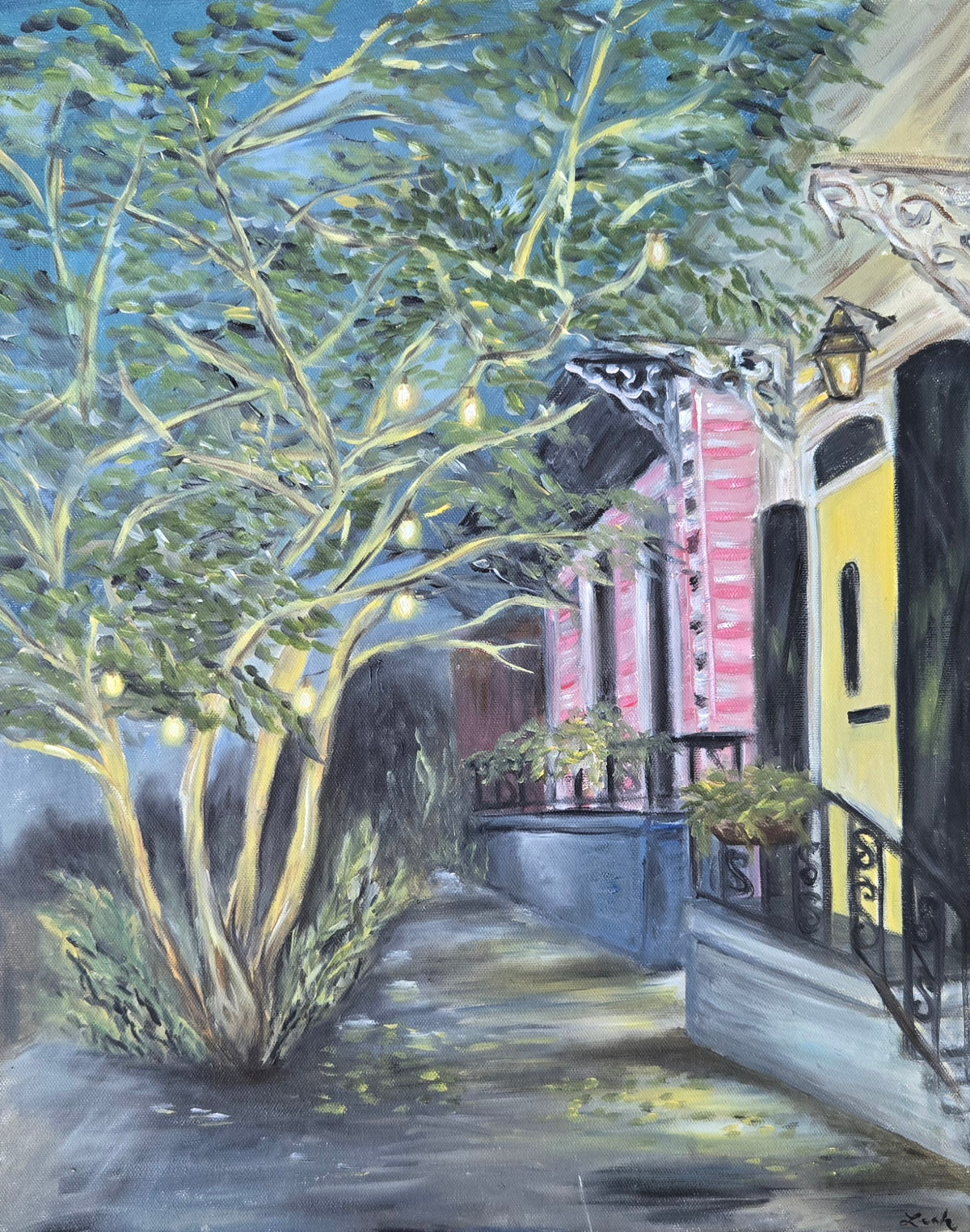 Crescent Ciy Glow Original Oil Painting