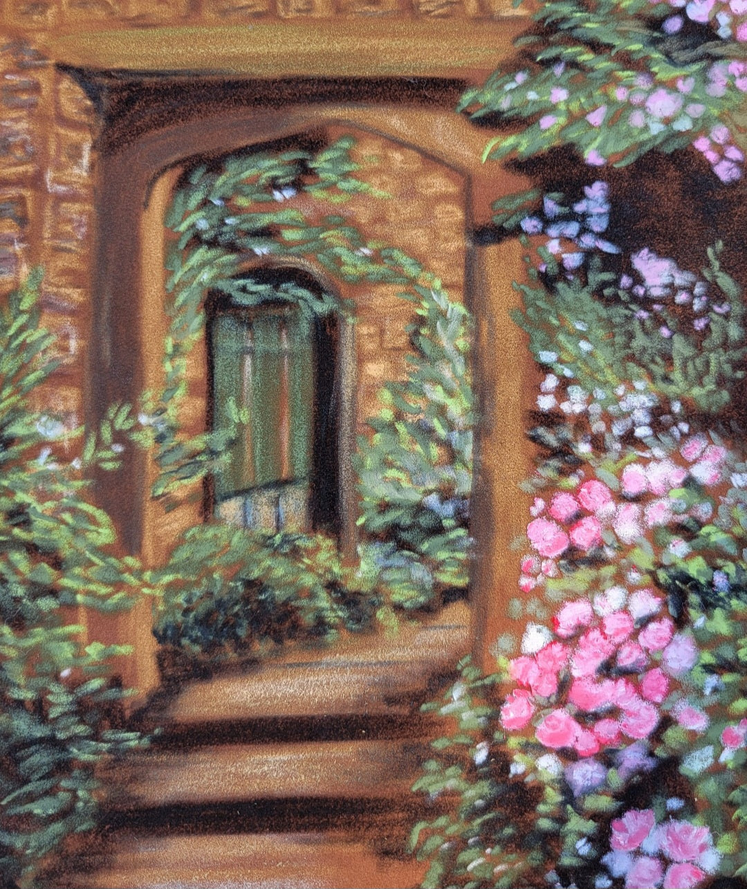 Garden Doorway Original Oil Pastel